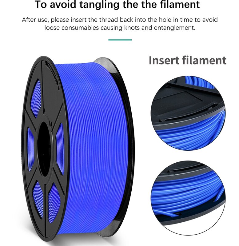 SUNLU-filamento PETG de 1KG, Material 3D de 1,75 MM, ordenado, sin obstrucciones ni burbujas, Color brillante ecológico