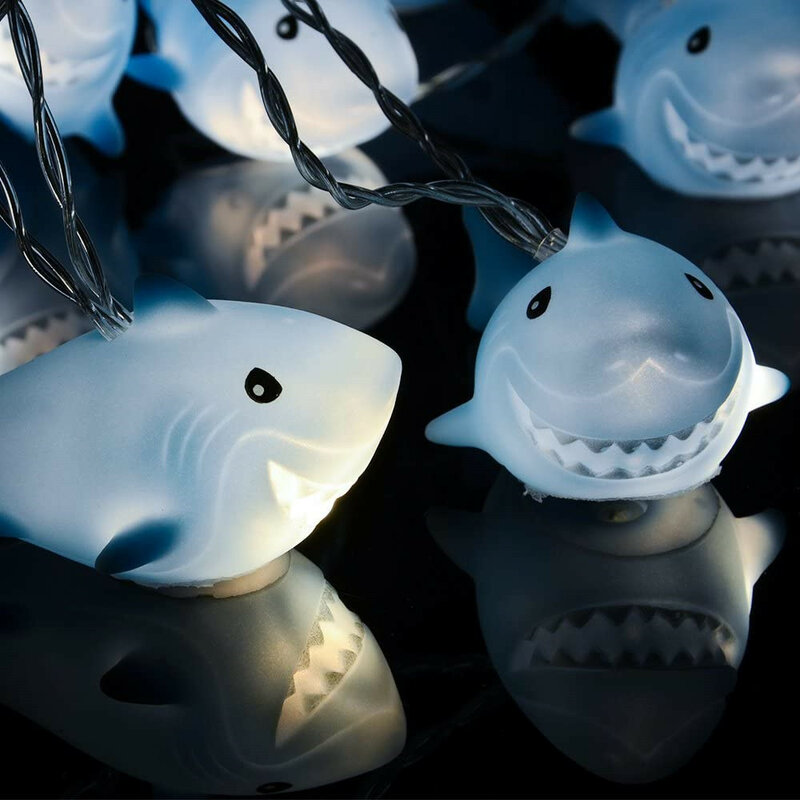 Luzes da corda de tubarão para meninas quarto alimentado por bateria led fada fantástica luz para festa de aniversário festival decoração (10led/20led)