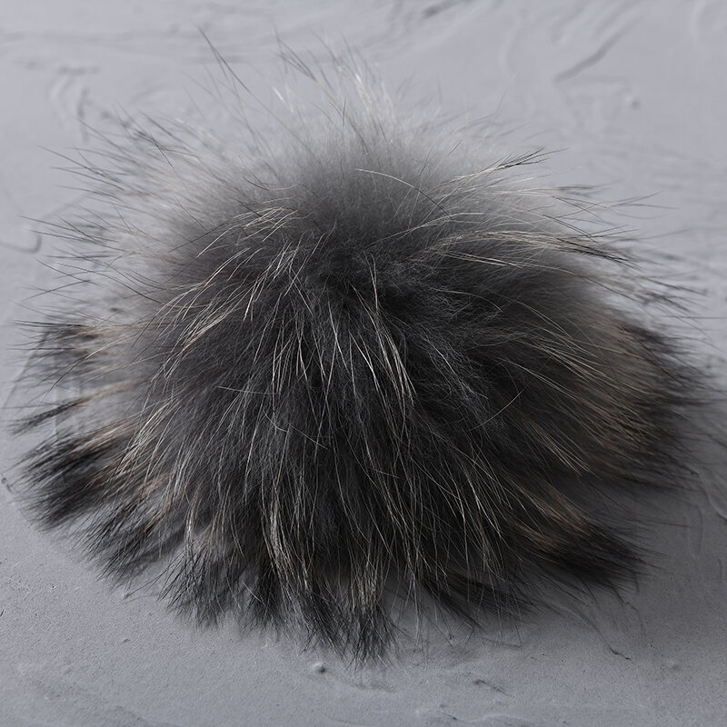 จริง Raccoon ขน Pom Pom พวงกุญแจขนสัตว์ Pompoms หมวกฤดูหนาว DIY Multicolor ลูกขนสำหรับรองเท้ากระเป๋าอุปกรณ์เสริมกับปุ่ม