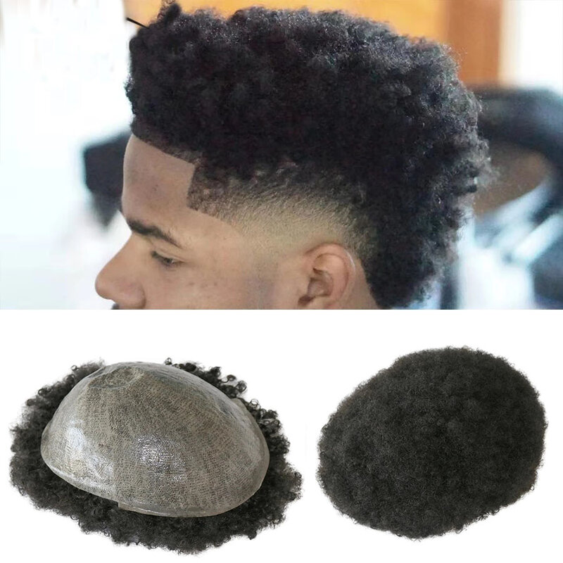 360 Waves Afro fryzura 6mm 8mm 10mm tupecik z ludzkich włosów dla czarnej wytrzymałej skóry poli System wymiany włosów