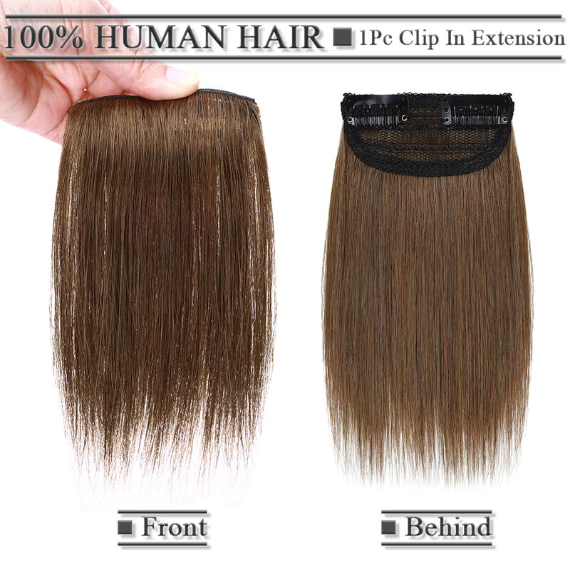 1Pc ตรง Non-Remy Hair 4นิ้ว12นิ้วคลิปสีดำสีน้ำตาล Platinum สีบลอนด์8G-17G Hairpiece สำหรับผู้หญิง