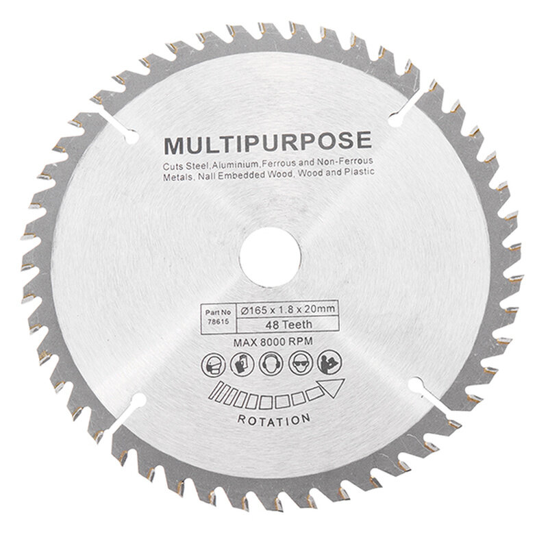 Пильный диск для циркулярной пилы, 165 мм, 48 зубьев, Вольфрамовая сталь, для деревообработки, прочный