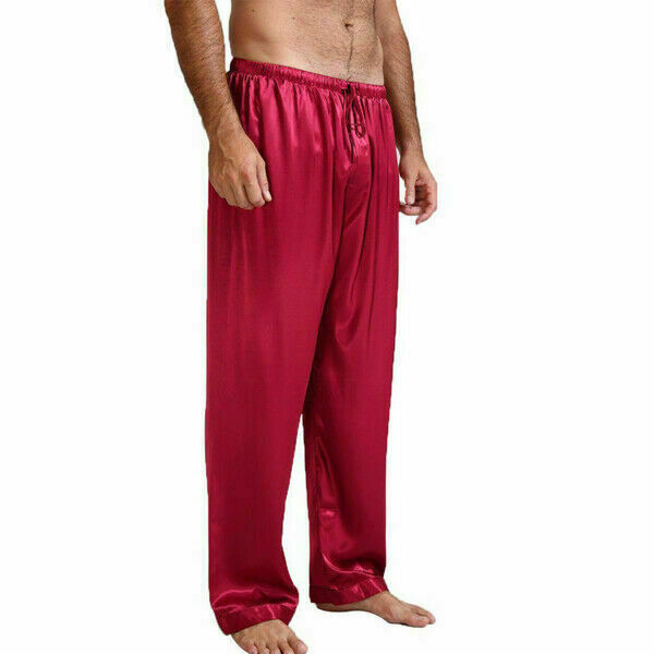 Pijamas clásicos de satén para hombre, ropa de dormir, pantalones, ropa de noche, S-XL