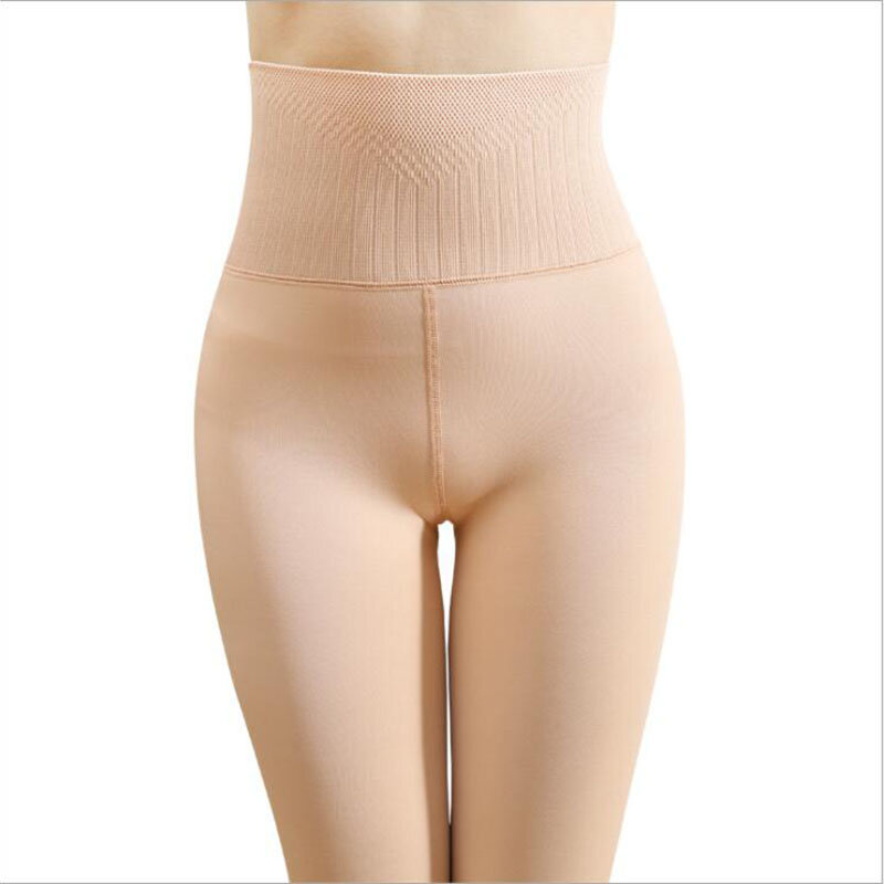 Women Leggings High Waist Plush And Thickened Flesh Color Thin And Warm Legging Autumn And Winter Pants One-piece Pant Bare Legs
