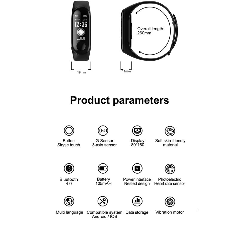 Pantalla a Color reloj inteligente rastreador de Fitness pulsera IP68 impermeable de Monitor de presión arterial para los hombres las mujeres relojes deportivos