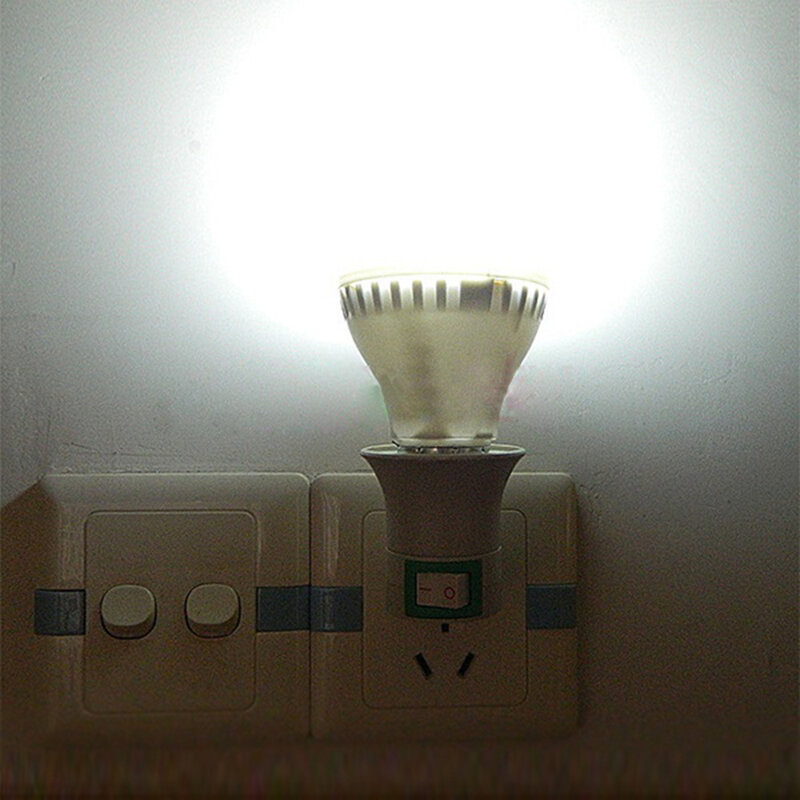 Suporte de lâmpada led para soquete e27, conversor adaptador + interruptor de botão liga/desliga, 220v, padrão eu