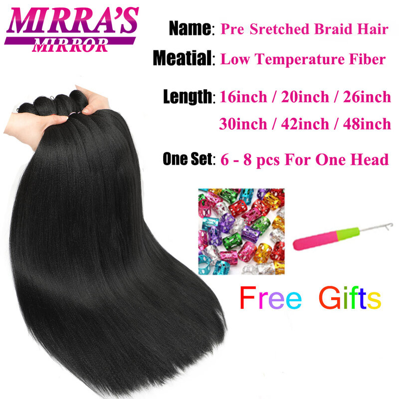 Mirra's Mirror-extensiones de cabello sintético con trenzas Jumbo largas, pelo Afro Yaki trenzado recto preestirado, negro y marrón