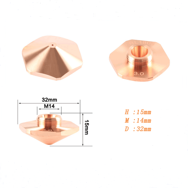 Laser Cutting Mesin Nozzle Diameter Luar 32 Tinggi 15 M 14 Single Lapisan Lapisan Ganda Nozzle