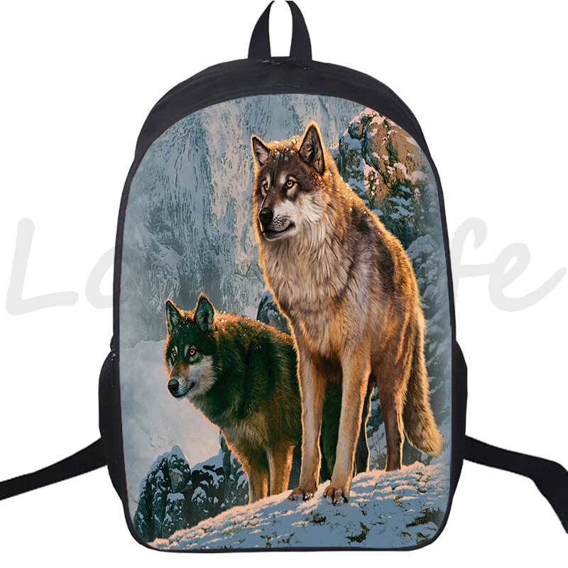 男の子と女の子のためのオオカミのバックパック,美しい3Dプリントのランドセル,10代のブックバッグ,ウルフブック,高品質のランドセル