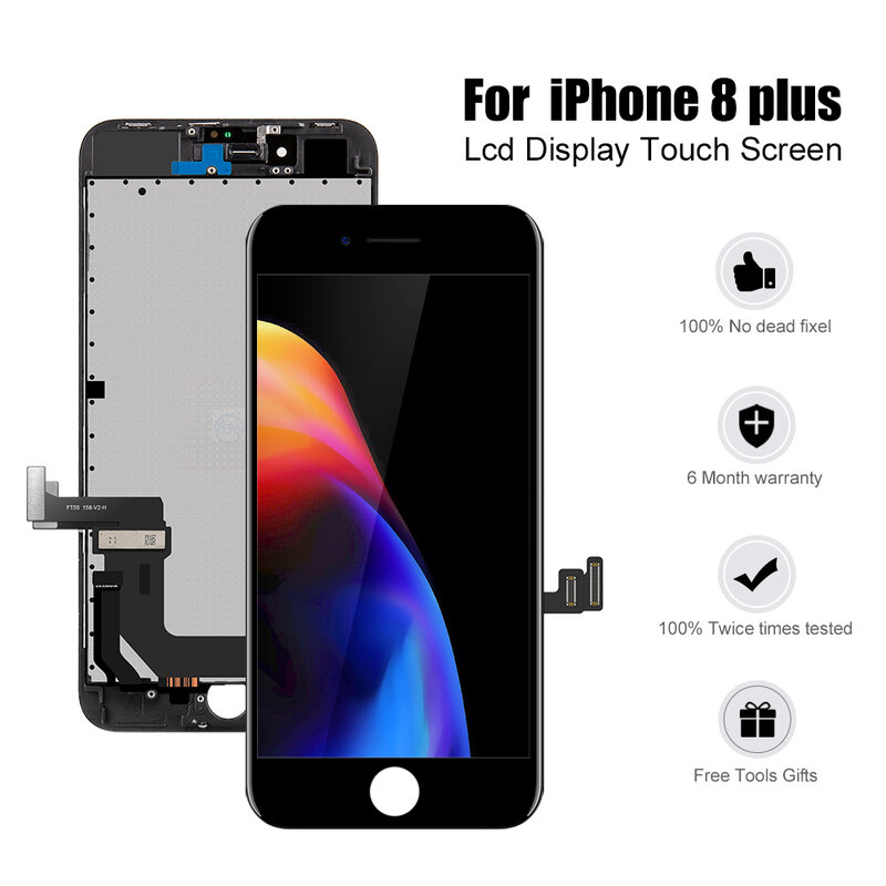 Flylinktech teléfono pantalla LCD digitalizador para el iPhone 8 Plus 3D pantalla táctil LCD pantalla montaje con Kits de herramientas de reparación