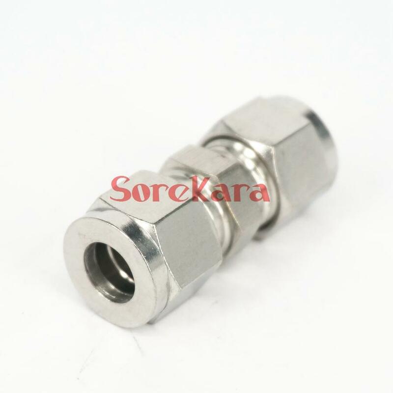 Fit 1/4" Tube O/D 304 Stainless Steel Pipe Compression Fitting Union Connector