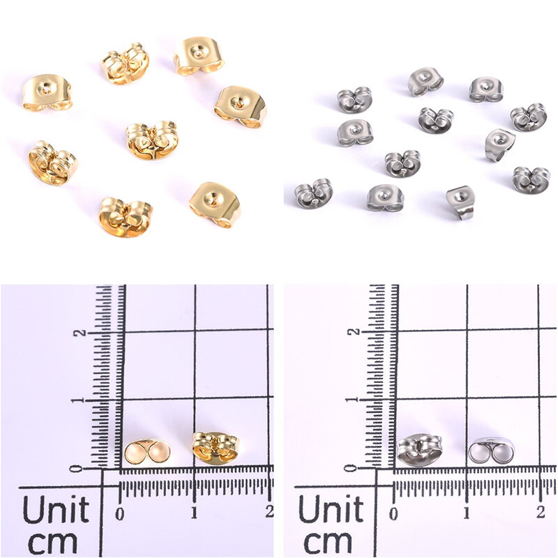 20pcs Stainless Steel Dia 4/5/6/8/10mm Stud Earrings Back Plug Ear Pins Ball Needles for DIY Jewelry Making Findings