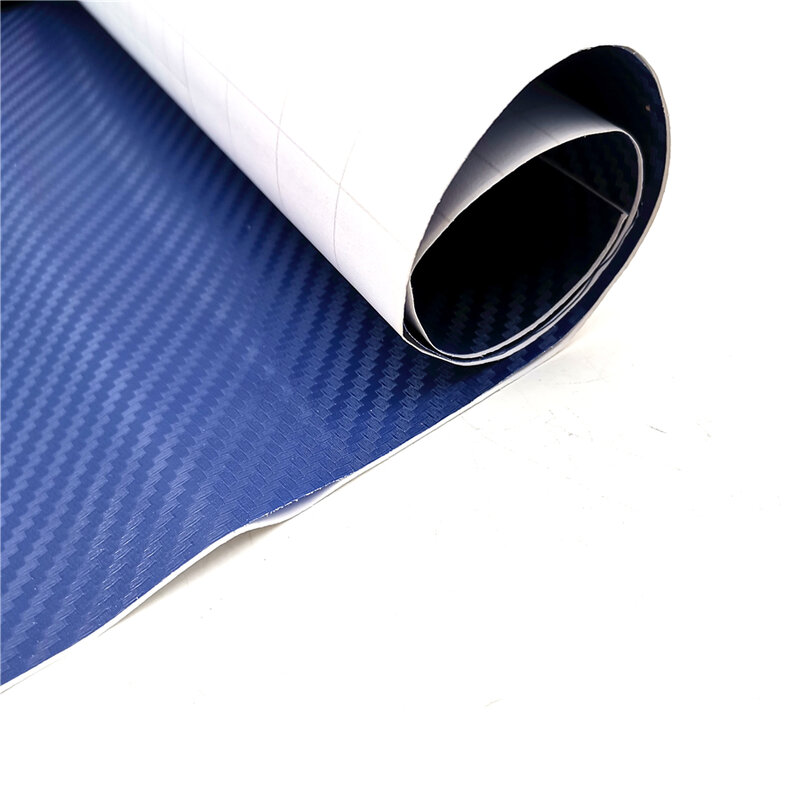 Autocollant décoratif en Fiber de carbone bleu 3D, 15x39 pouces, étiquette décorative, enveloppe en vinyle