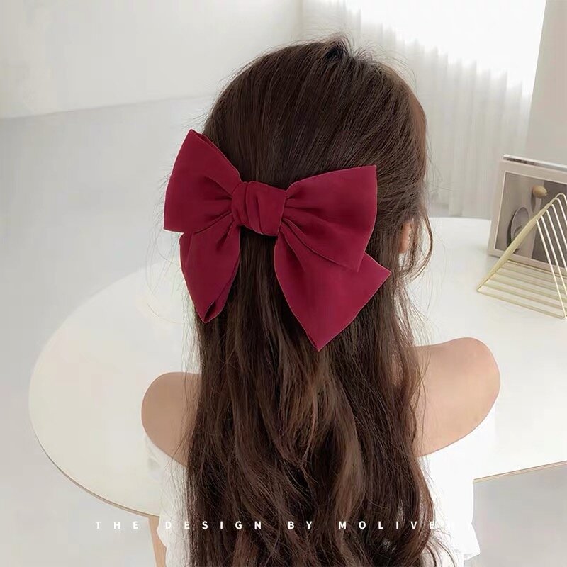 Fashion Ribbon Hairgrips Big Large Bow Hairpin For Women Girls Satin Trendy Ladies Hair Clip New Cute Barrette Hair Accessories