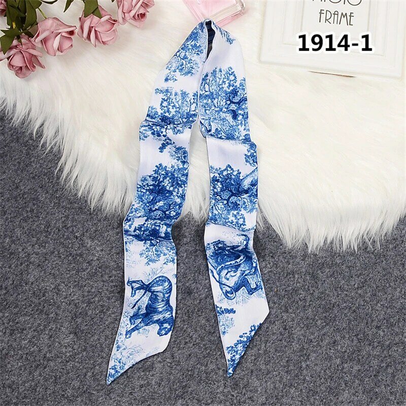 Twill Print Silk Scarf Ladies Handbag Handle Ribbon 2022 Boutique Brand New