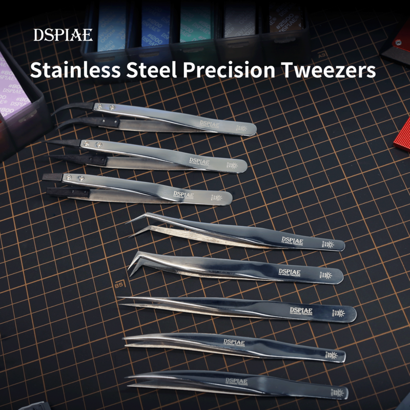 DSPIAE AT-TZ01~08 Stainless Steel Precision Tweezers Military Model Making Tool Assembly Retrofit Gundam Hobby DIY