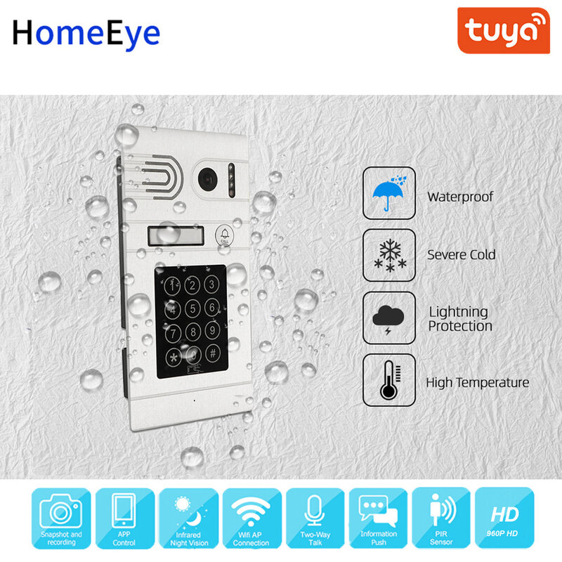 Tuya-videoportero inteligente para el hogar, intercomunicador con Control de acceso, teclado de código de detección de movimiento, tarjeta IC, WiFi, IP