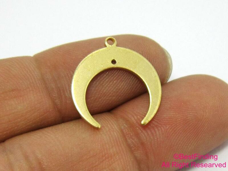 20pcs Brass Crescent Moon Charms, Earring Connector, 19x18mm Crescent, Earring Charms For Hoops, Jewelry making - R405