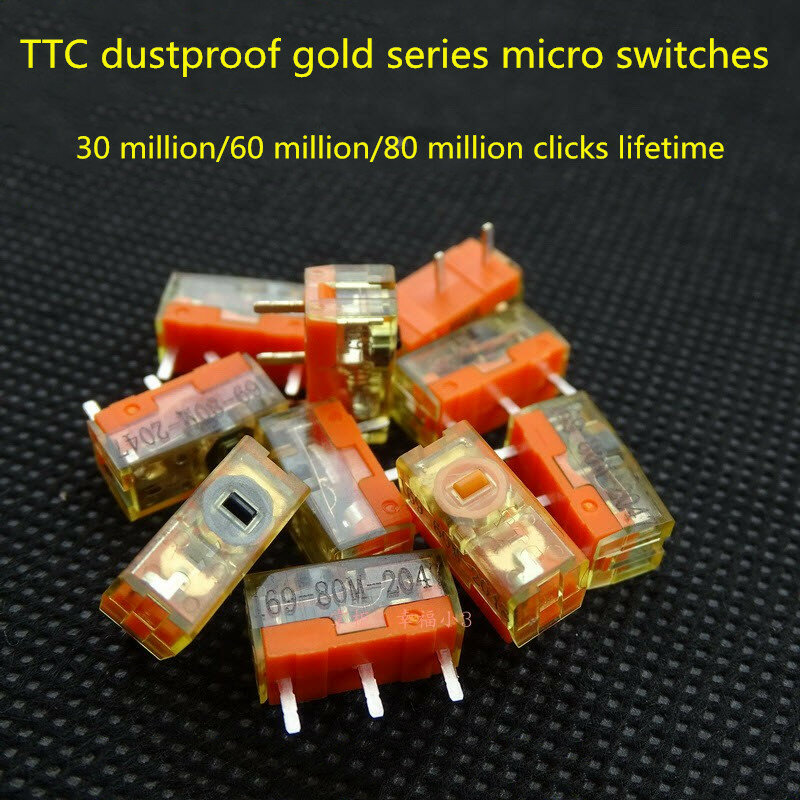 new arrival 2pcs/pack original TTC dustproof gold series mouse micro switch gold contactor 30 60 80 million clicks lifetime
