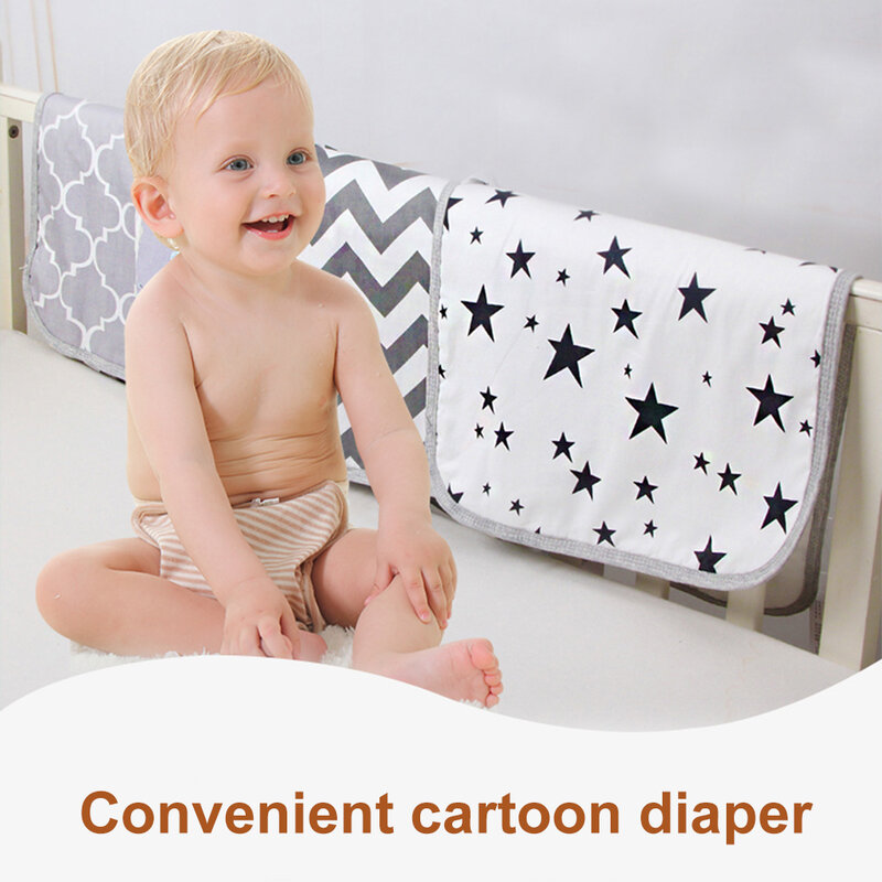 Baby Waterproof Mattress Foldable Washable Baby Changing Mat Children Reusable Cartoon Cotton Bed Pad