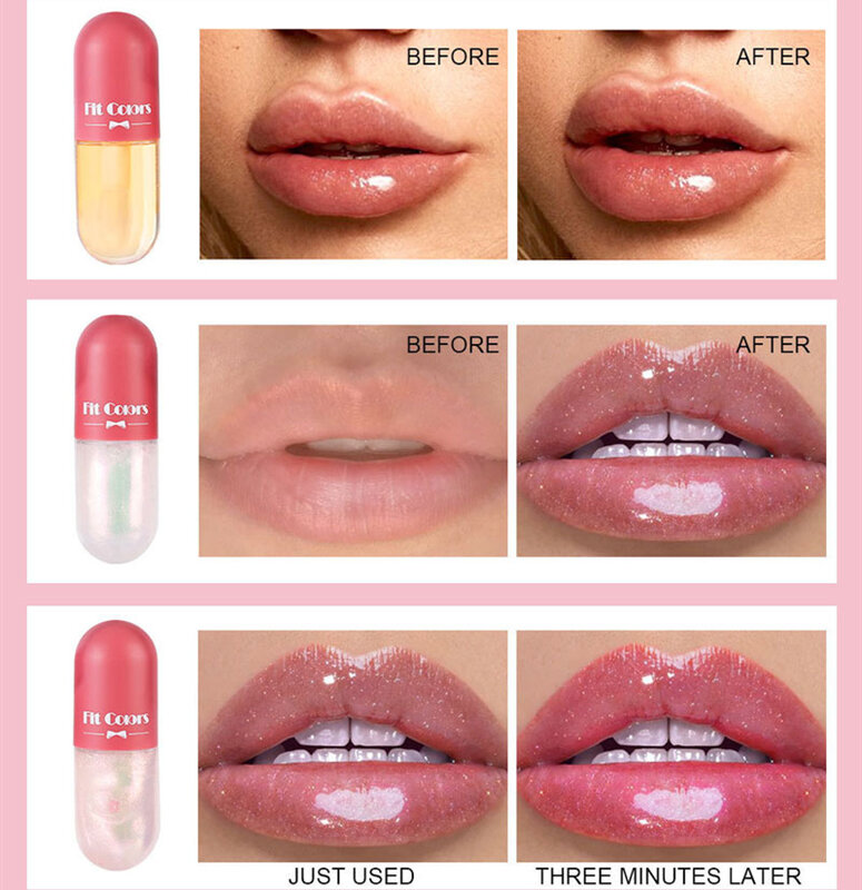 Plump Lip Gloss Mini Capsule Immediately Plump Up the Lips More Than 6 Hours Waterproof Shiny and Plump Lipstick Makeup TSLM2