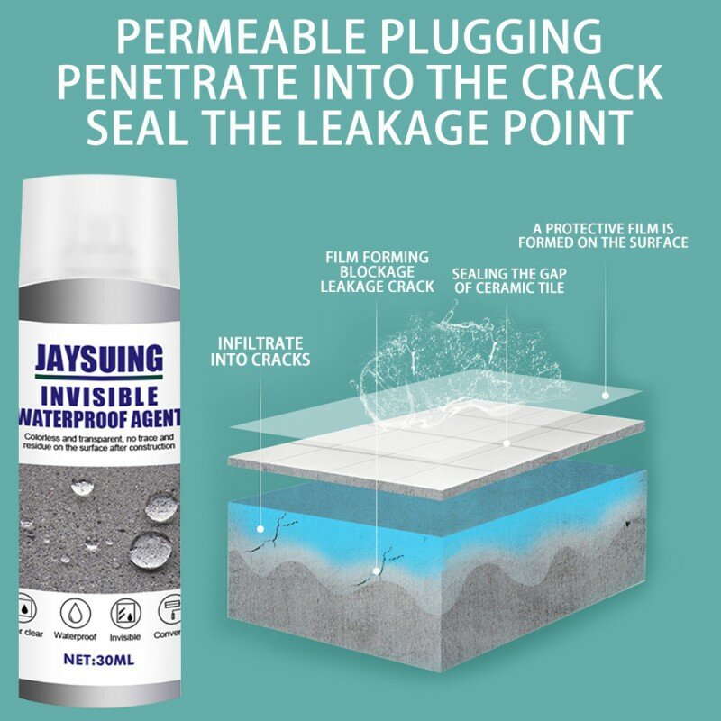 Sellador poderoso de 30ml, agente impermeable Invisible Permeable en aerosol, revestimiento impermeable para baño, reparación de fugas