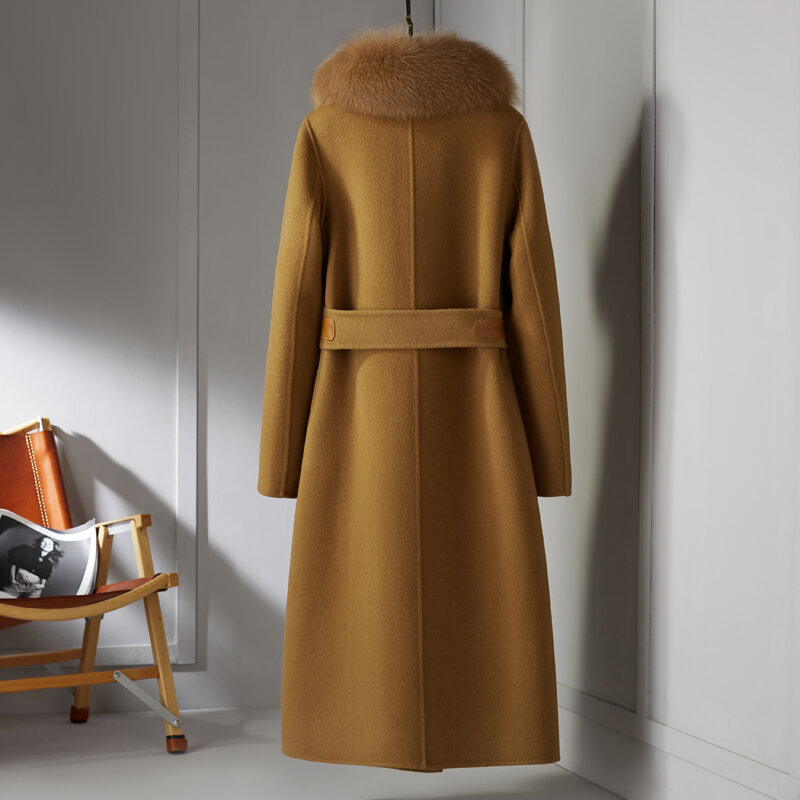 PUDI-gabardina de piel de zorro auténtica para mujer, abrigo de lana, chaquetas, Z21016, novedad de invierno, 2021