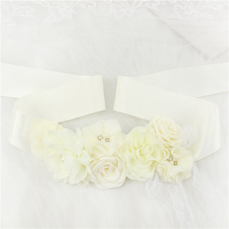 Pink White Blue Purple Fashion Flower Wedding Belts Pearl Bow Wedding Dress Belt Bridal Ribbon Sash Belt Party Bridesmaid Dress