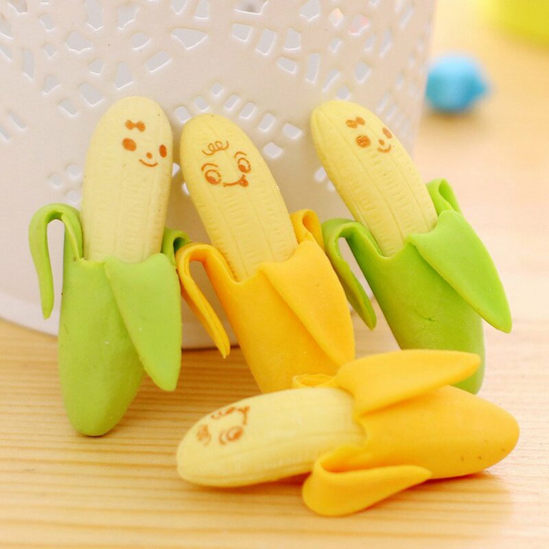 2 szt. Lekki, przyjazny dla środowiska ołówek z gumką kreatywny śliczny bananowy owocowy ołówek z gumką losowy kolor