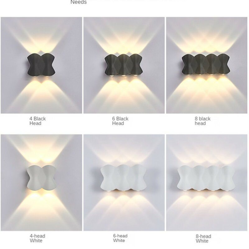 Vnnzzo conduziu a lâmpada de parede impermeável ao ar livre luz da parede varanda/jardim/quarto interior moderno nórdico arandela luminária 4/6/8w 85-265v