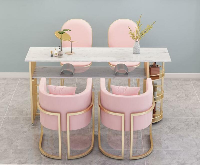 Tavolo da manicure di lusso leggero di fascia alta tavolo doppio in marmo rosso netto
