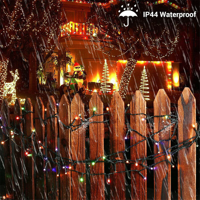 防水LEDストリングライト,電池式,クリスマス,屋外装飾,休日,結婚式,8モード,10m, 20m