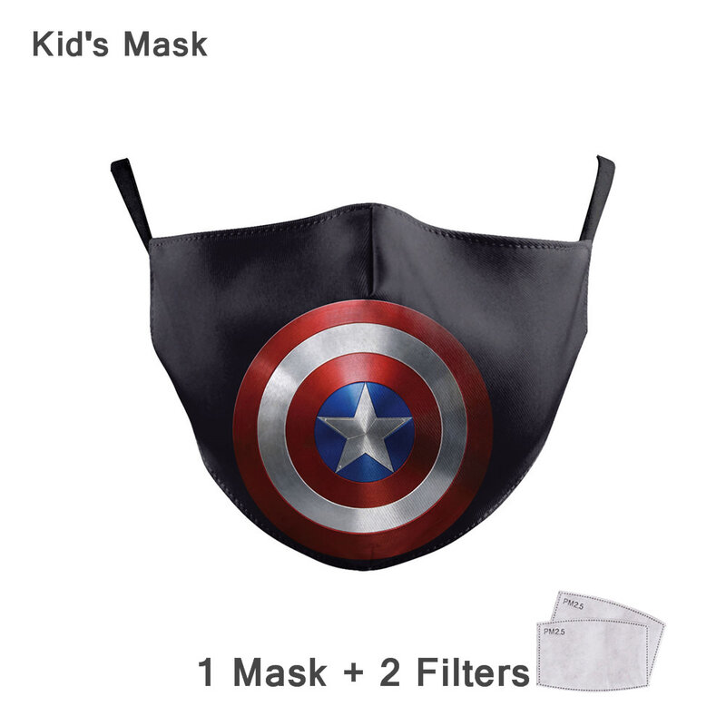Kids Adult Mask Reusable Cartoon Cute Superhero Spiderman Superman Captain America Print Face Masks Children Mask Dust Masks
