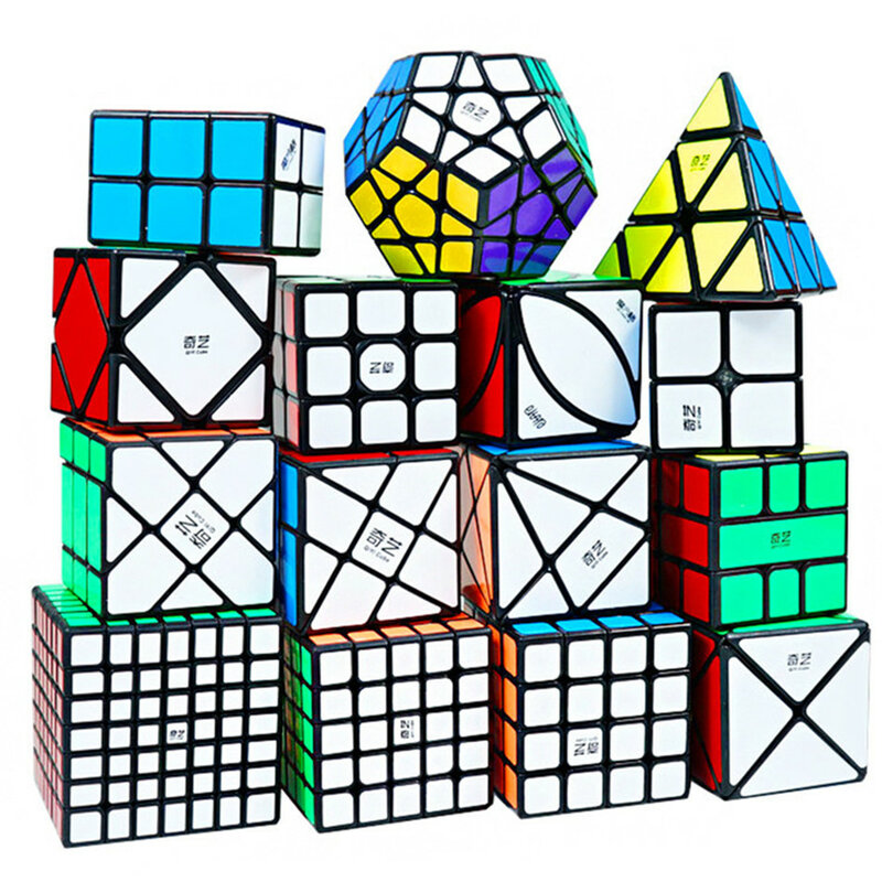 QIYI Cubo mágico de velocidad para niños, rompecabezas con pegatinas negras, Cubo mágico educativo de aprendizaje, juguetes para niños, 3x3x3 4x4x4 5x5x5