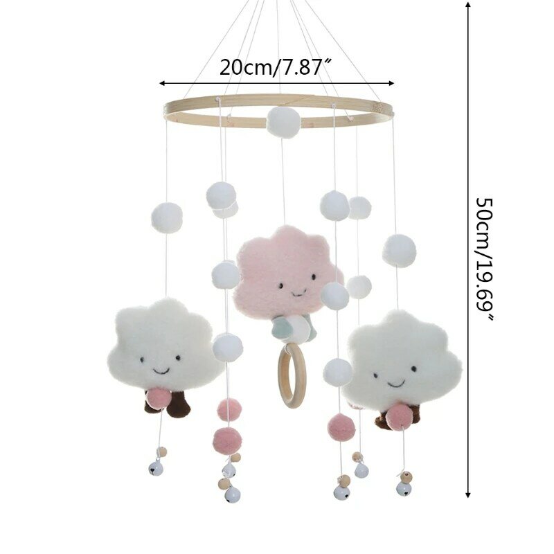 Novelty Baby Bed Bell Rotating Hanging Ornament Sensory Decoration Toys Hairball Clouds Wind Chimes Rattle Pendant Gift