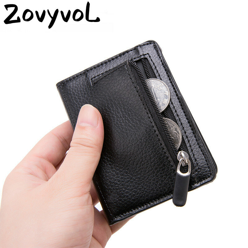 Cointorebka Metal Business Blocking Card Holder 2021 portfel RFID aluminium Protector bezpieczne miękkie skórzane Slim etui na karty portfel podróżny