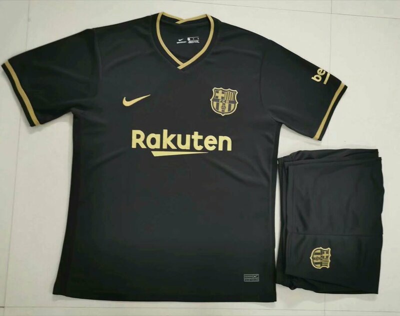 Barcelona 2020-21 longe preto camisa de futebol uniformes em branco vide maillot personnalisé maillot pé com shorts
