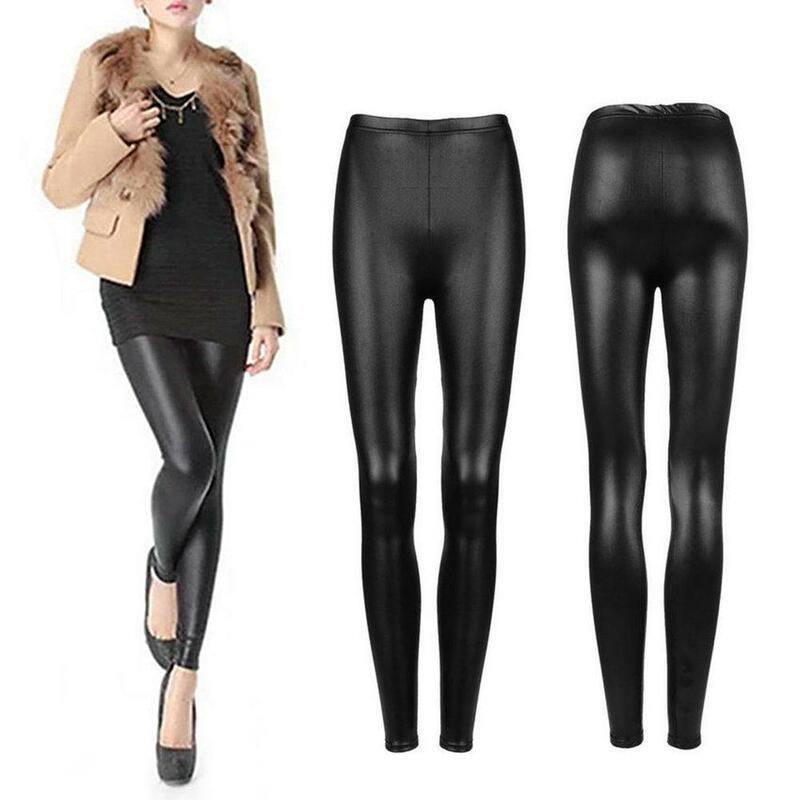 Leggings femininos plus size s-3xl, calça de couro falso, elástico, skinny, calça lápis justa, sexy, punk, streetwear feminina
