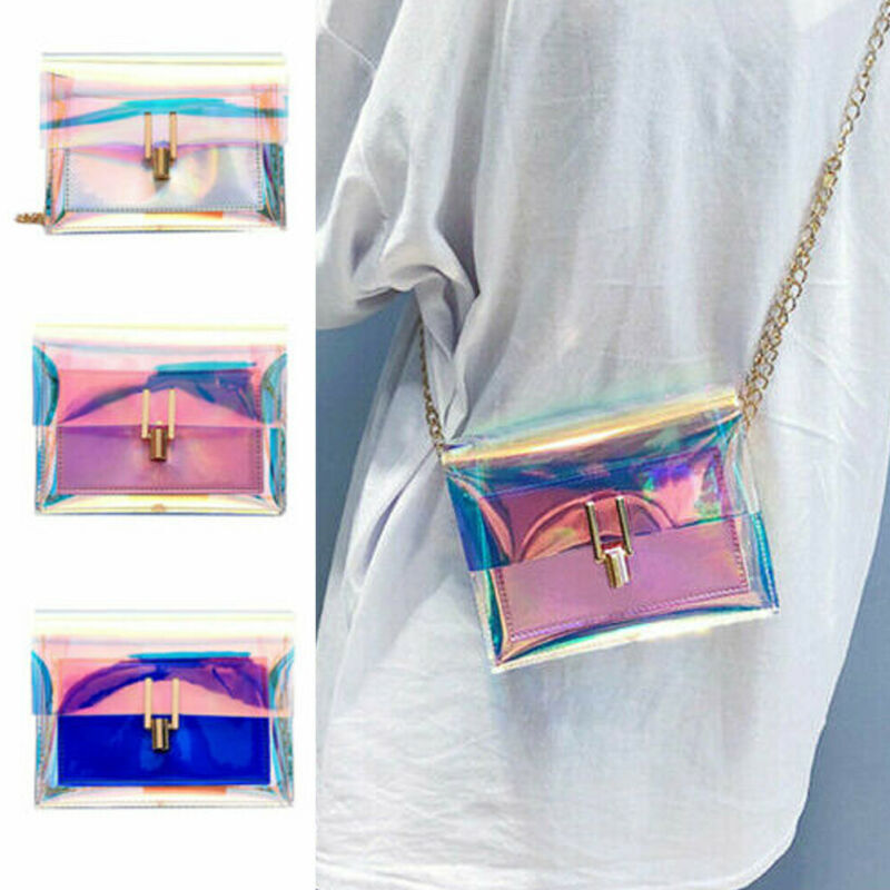 The Newest Fashion Bags Suit More Clothing Women Holographic Bag Clear Transparent Tote Hologram Handbag Purse Laser