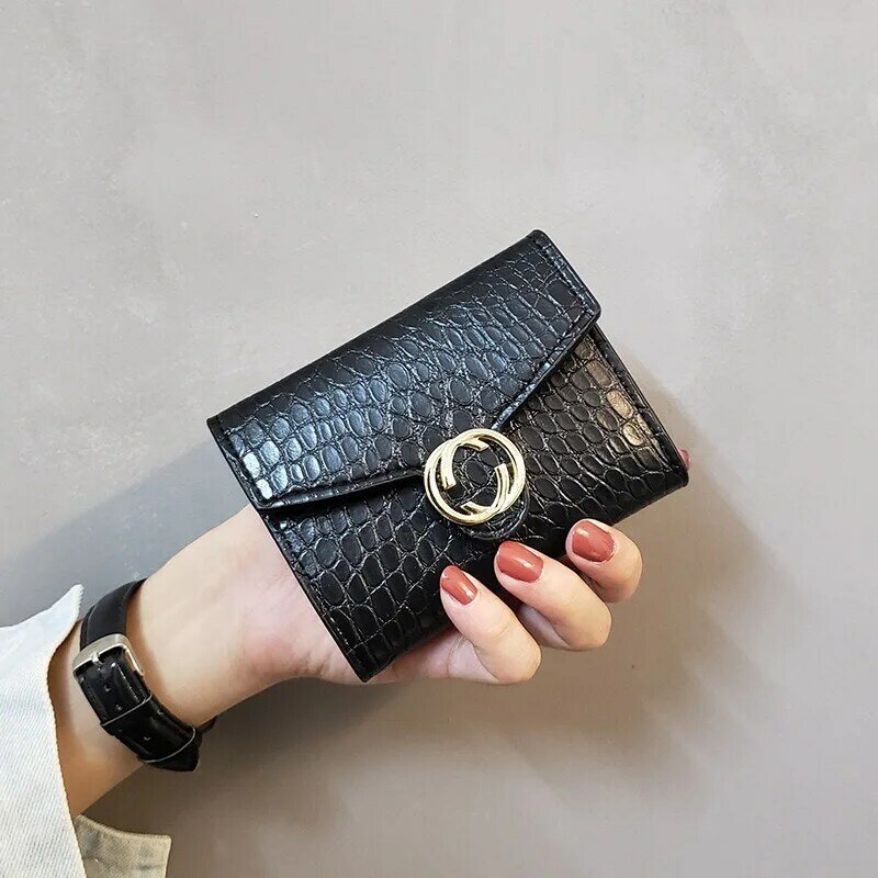 Crocodile Wallet Women Short Leather Card Holder Clutch Wallets Purse Coin Pocket Ladies Luxury Design Female 2020 New Fashion