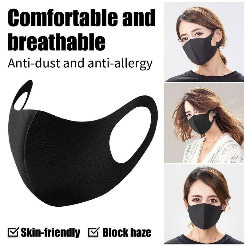 2020 nuevas máscaras faciales calientes 1/3/5/10/20 Uds máscara facial antipolvo respirador para ciclismo adulto reutilizable negro máscaras respirables # LR4