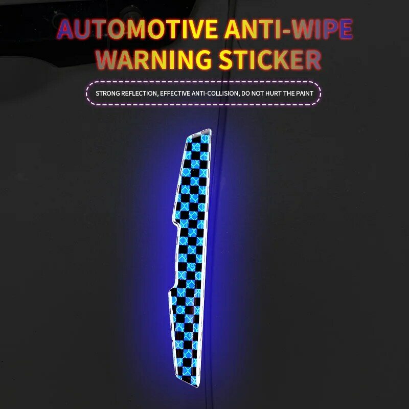 Nuevo 4 unids/set coche pegatinas reflectantes de advertencia de cinta Anti-colisión de la protección de la tira de puerta de coche etiqueta engomada accesorios Exterior