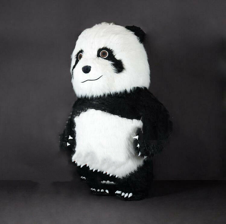 Costume de Panda en peluche gonflable à fourrure longue de 3M, Costume de mascotte d'ours Panda chinois, robe de soirée Cosplay, robe de jeu d'halloween