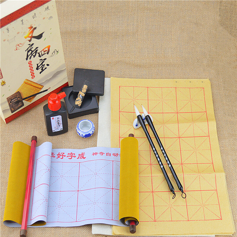 10 pz/lotto set di pennelli calligrafia cinese, feltro, panno per scrittura ad acqua, forniture per calligrafia, confezione regalo pennello, forniture per pittura artistica