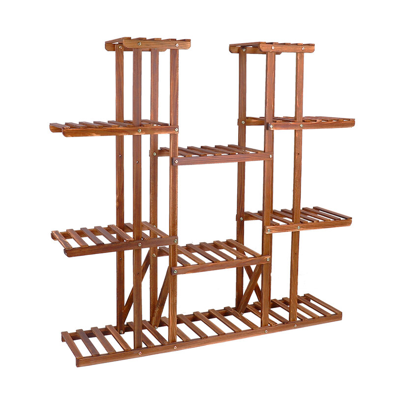 UNHO Multi-Tier Anlage Stehen, 46in Höhe Holz Blume Rack Halter 16 Topf Display Lagerung Regale Indoor Outdoor für Terrasse Gard
