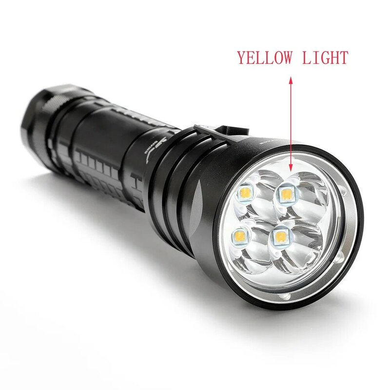 SolarStorm-Lampe de poche de plongée sous-marine à LED, lampe torche étanche, DX4S, IPX8, 4x inj, 3 modes, 4500 lumens, 26650