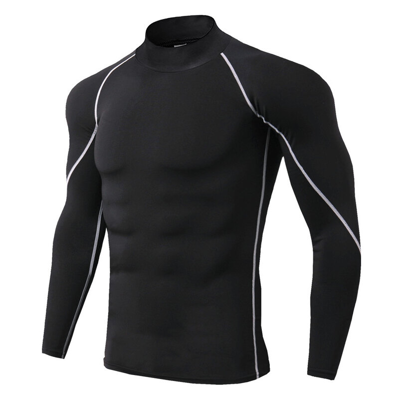 Esportes dos homens de roupas t - shirts para Sportswear aptidão Homens roupa interior Térmica com Stand - up collar de secagem rápida Elástico