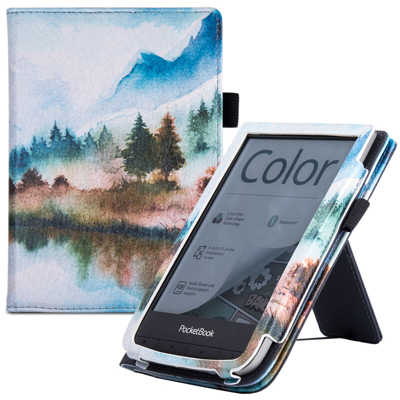 Stand Case voor Pocketbook Touch HD 3/Touch Lux 4 5/Basic 4/Basic Lux 2/633 Color eReader - met draagriem en Auto Sleep/Wake