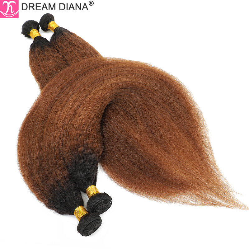 10A Ombre Brazilian Hair Ombre Kinky Straight Bundles 1B 30 Bundles 2 Tone Brown Hair Bundle 100% Human Hair Afro Yaki Straight