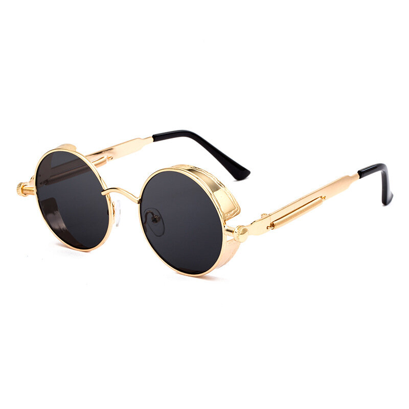 Óculos de sol Steampunk retrô para homens e mulheres, óculos de sol vintage redondos óculos de metal, óculos de direção, UV400, marca de luxo, 2023